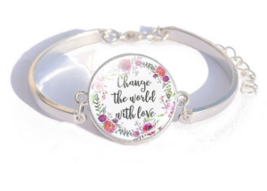Bransoletka metalowa  Change the world with love