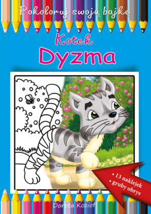 Kotek Dyzma kolorowanka + naklejki