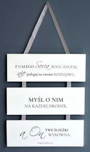 Tryptyk dekoracja Z całego serca Bogu zaufaj