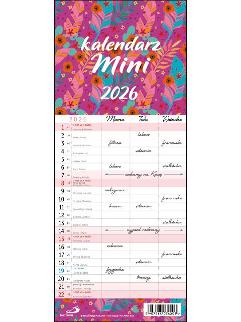Kalendarz EP rodzinny mini