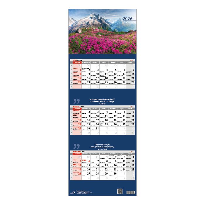 Kalendarz EP trójdzielny widok