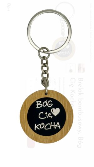 Brelok drewniany Bóg cię kocha