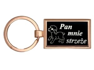 Brelok metalowy czarny Pan mnie strzeże
